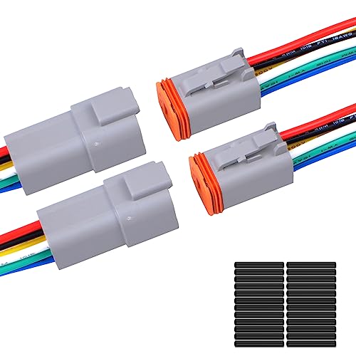 Exqutoo 2Pack 6-Pin DT Connector Male and Female Wire Connectors - size: 6-pin/2pack