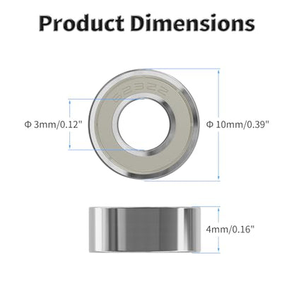 4 Pcs 623ZZ Ball Bearings, Carbon Steel, 3x10x4mm - size: 623ZZ 4Pcs