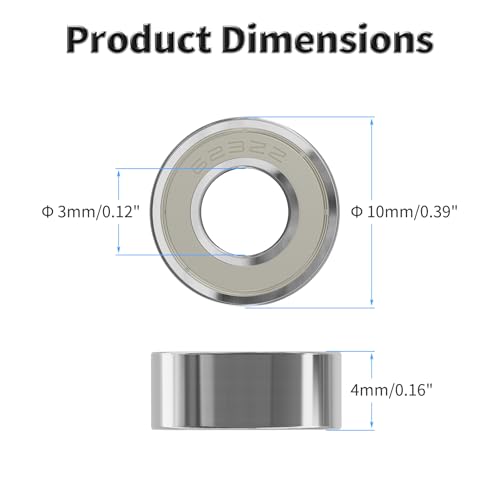 4 Pcs 623ZZ Ball Bearings, Carbon Steel, 3x10x4mm - size: 623ZZ 4Pcs