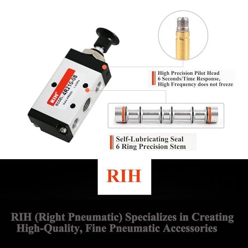 RIH 5 Way 2 Postion Air Valve Air Hand Lever Operated Valve Pneumatic Solenoid Valve Manual Control Push Pull Valves 4R210-08 (1/4"NPT) - style: 5 Way 2 Postion