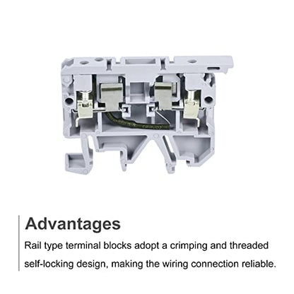 MECCANIXITY DIN Rail Mount Fuse Holder Terminal Blocks Grey ASK1/EN LD 220V Pack of 5
