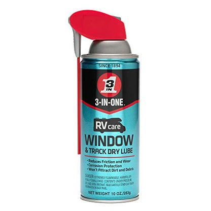 3-IN-ONE RVcare Window & Track Dry Lube with SMART STRAW SPRAYS 2 WAYS, 10 OZ [6-Pack] - size: Pack of 6, style: Window & Track Dry Lube