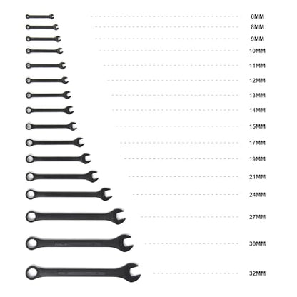 16 Piece Metric Combination Wrench Set 6mm to 32mm Metric Wrench Set with Roll Up Pouch