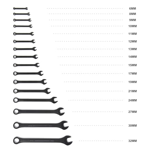 16 Piece Metric Combination Wrench Set 6mm to 32mm Metric Wrench Set with Roll Up Pouch