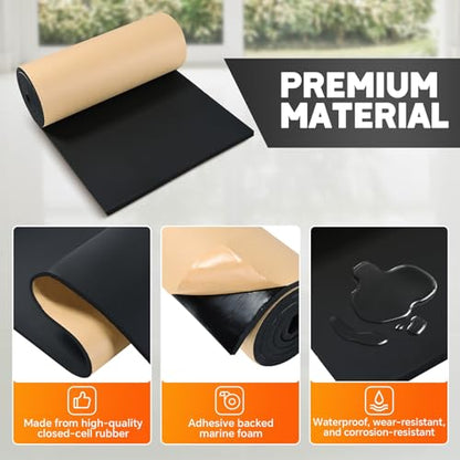 Sponge Neoprene with Adhesive Foam Rubber Sheet 1/2” x 16” x 78”
