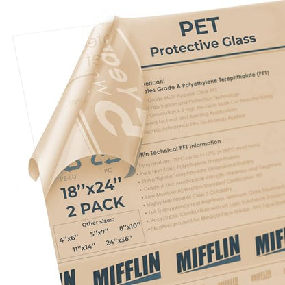 Flexible Clear Plastic Sheet (18x24 x 0.03 inch, 2 PK), ATR-Processed Transparent Plexiglass, Lightweight & Thin, Poster Frame Glass Replacement, General Household Use, Easy Cut - size: 18x24