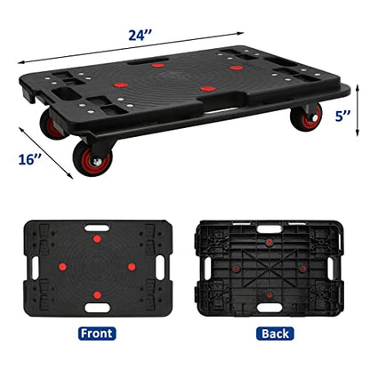 Nellyke Furniture Dolly, Large Moving Dolly, 24in-16in Furniture Movers with Wheels of 800Lbs Capacity, Flat Connectable and Portable Dollies for Heavy Appliance, Black - color: Black/1 Pack-l