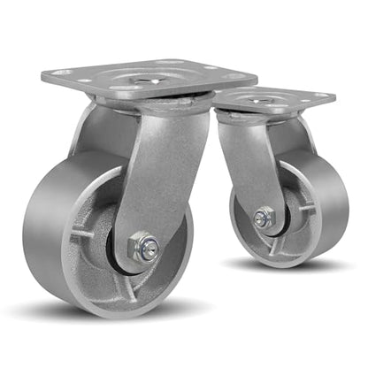 SY America 4" X 2" Cast Iron Caster Wheels,Heavy Duty Industrial Casters, Load Capacity 1600 lbs,Perfect Toolbox Caster Wheels-2 Swivel - color: 2 Swivel, size: 4" Wheel
