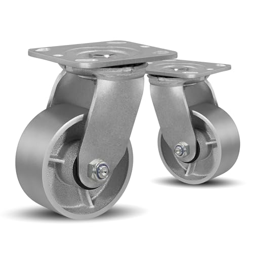 SY America 4" X 2" Cast Iron Caster Wheels,Heavy Duty Industrial Casters, Load Capacity 1600 lbs,Perfect Toolbox Caster Wheels-2 Swivel - color: 2 Swivel, size: 4" Wheel
