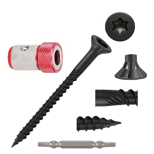 Wood Screws Black #10 × 2-1/4 inch Torx Star Drive Deck Screws Flat Head M5 × 60 Countersunk T25 Self Tapping Thread Cut 50pcs Carbon Steel Galvanized (50PCS/Small Box Black) - color: Black, size: #10×2-1/4
