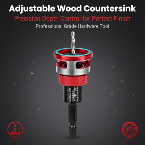 Countersink Drill Bit Set for Woodworking, 7-Piece
