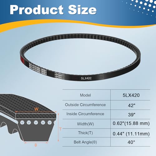 uxcell 5L420 Rubber V-Belt 42" Outer Circ 0.62" Width 0.44" Thickness - size: 5LX420