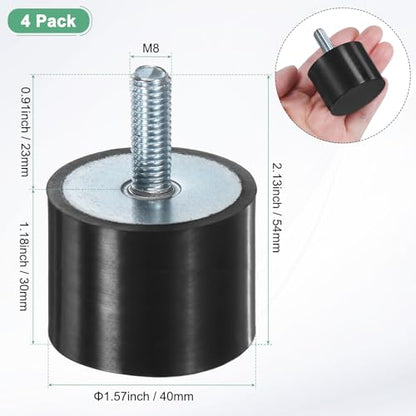 M METERXITY 4Pcs Rubber Mounts D40mmxH30mm Cylindrical M8x23mm Studs - size: M8 x 23mm, 40mm x 30mm