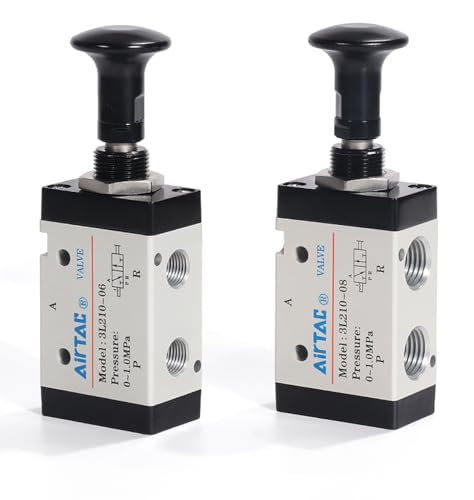 Push-Pull Valve AirTAC 3L210-08 1/4" NPT 3/2 Way Hand Lever 2 Position 3 Way Pneumatic Air Manual Control Direct Acting Type 0-145 PSI - size: 1/4 NPT, style: 3/2 way