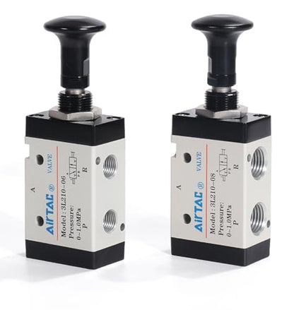 Push-Pull Valve AirTAC 3L210-08 1/4" NPT 3/2 Way Hand Lever 2 Position 3 Way Pneumatic Air Manual Control Direct Acting Type 0-145 PSI - size: 1/4 NPT, style: 3/2 way