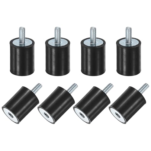 M METERXITY 8-Pack Rubber Mounts D15mmxH20mm Male/Female Vibration Isolators Cylindrical Shock Absorber W M4 x 10mm Studs for Air Compressor/Car/Pump/Boat/Garage Motor/Bobbins Rubber Isolators - size: M4 x 10mm, 15mm x 20mm