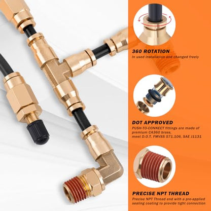 Air Line Kit for Air Spring Bag Suspension with Fittings - size: 7 PCS