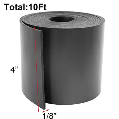 DGSL Neoprene Rubber Strip, 4" W x 1/8" T x 10' L Solid Rubber Roll - color: No Adhesive, size: 4" Wide x 1/8" Thick x 10' Long