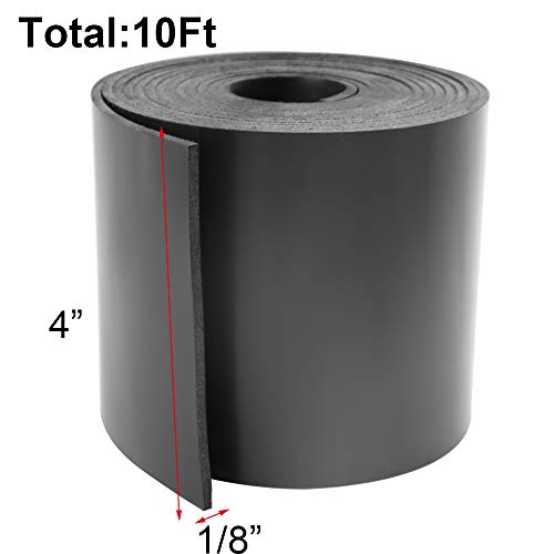 DGSL Neoprene Rubber Strip, 4" W x 1/8" T x 10' L Solid Rubber Roll - color: No Adhesive, size: 4" Wide x 1/8" Thick x 10' Long