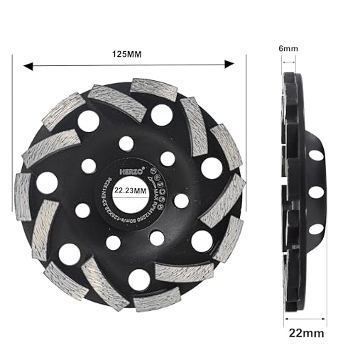 HERZO 5 Inch Concrete Grinding Wheel，Diamond Concrete Grinding Wheel for Granite, Marble, Cement, Stone, Rock - size: 5 Inch Strange