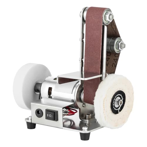 Mini Belt Sander, 7 Adjustable Speed Mini Bench Belt Grinder, 110-240V Mini Power Sanding Machine with 20PCS Abrasive Belts, Mini Electric Bench Grinder for Knife, Jewelry DIY, Wood Metal Working