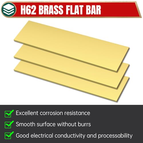 1/8" x 4" x 8" Brass Bar Stock, 3x100x200mm Solid Brass Flat Bar for Knife Making, Scales, Spacers, DIY Crafts, Models and Repair - size: 4" Width x 8" Length, style: 1/8" Thickness