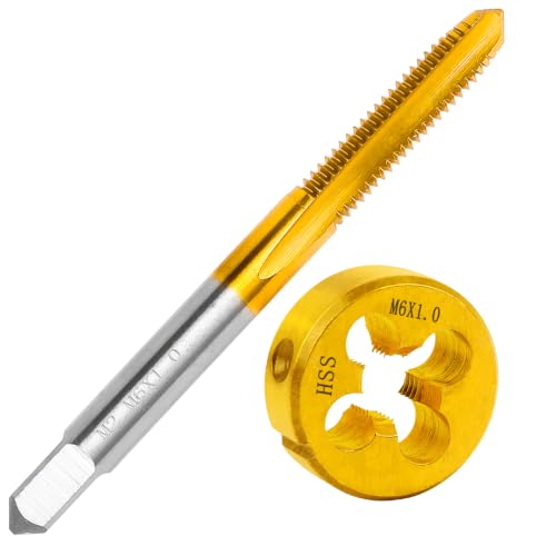 M6 x 1 Metric Tap and Die Set for Metal,M2 HSS Thread Tap & Round Die - size: M6x1