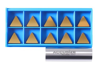 Accusize Industrial Tools TPG32(TPGN1603) Tin Coated Carbide Inserts, T Shaped, 10 Pcs/Box, 2127-1029x10 - size: TPG32(TPGN1603 with Sharp Edge)