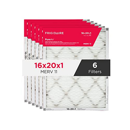 Frigidaire 16x20x1 Air Filter, MERV 11 Pleated Furnace AC Filters, 6 Pack - size: 16 x 20 x 1, style: Merv 11