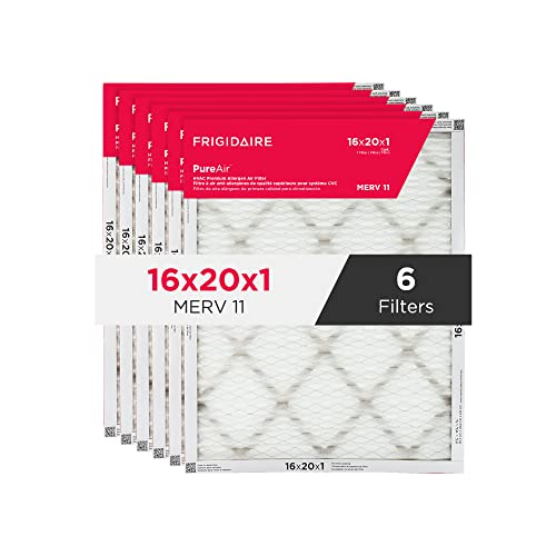 Frigidaire 16x20x1 Air Filter, MERV 11 Pleated Furnace AC Filters, 6 Pack - size: 16 x 20 x 1, style: Merv 11
