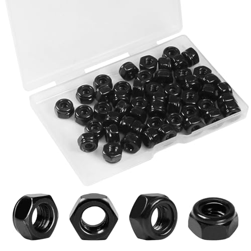 50Pcs #10-24 Nylon Insert Hex Lock Nuts Self-Locking Nut - size: #10-24; 50pcs