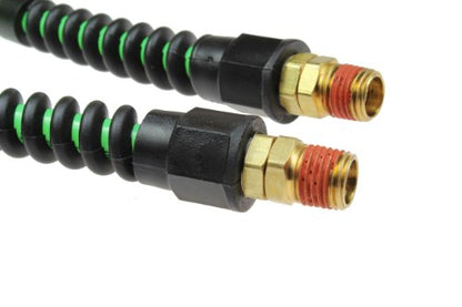 Coilhose Pneumatics PU14-20B-G Flexcoil Polyurethane Coiled Air Hose, 1/4-Inch ID, 20-Foot Length with (2) 1/4-Inch Reusable Strain Relief MPT Swivel Fittings, Neon Green - color: Green, size: 1/4" X 20 Feet
