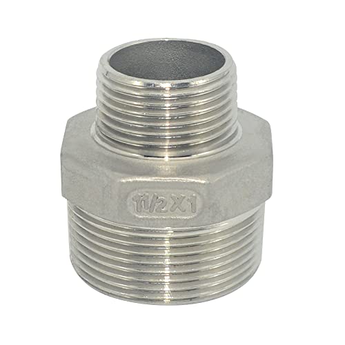 1-1/2" x 1" Male Threaded Reducing Nipple Fitting/Adapter,Stainless Steel SS304 NPT Pipe Hex Reducer - size: 1-1/2" x 1"