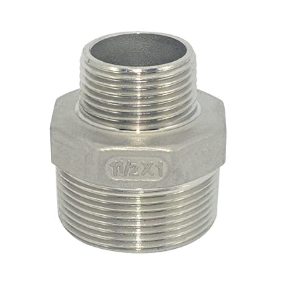 1-1/2" x 1" Male Threaded Reducing Nipple Fitting/Adapter,Stainless Steel SS304 NPT Pipe Hex Reducer - size: 1-1/2" x 1"
