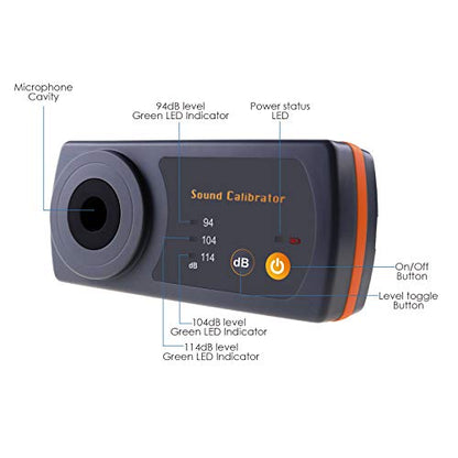 Decibel Meter Calibrator 94dB & 104dB & 114dB Calibrator with Three Calibration Level