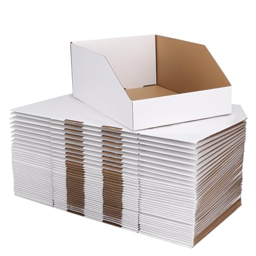 ZBEIVAN Cardboard Storage Bins Boxes 35 Packs 12x8x4.5 Inches, Easy Assembly Pantry Organizer Bins for Shelf, White - color: White, size: 12x8x4.5 inch
