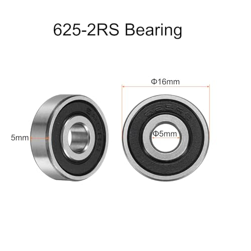uxcell 10pcs 625-2RS Bearing 5x16x5mm, Chrome Steel Double Rubber Seals Miniature Bearing, Lubricated Deep Groove Ball Bearings, P6 (ABEC 3) - size: 625-2RS