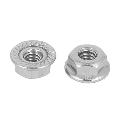 uxcell 3/16-24 Serrated Flange Hex Lock Nuts, 50Pcs 304 Stainless Steel Non-Slip, Full Thread, Bright Finish, Silver - size: 3/16-24