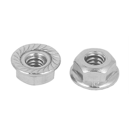 uxcell 3/16-24 Serrated Flange Hex Lock Nuts, 50Pcs 304 Stainless Steel Non-Slip, Full Thread, Bright Finish, Silver - size: 3/16-24