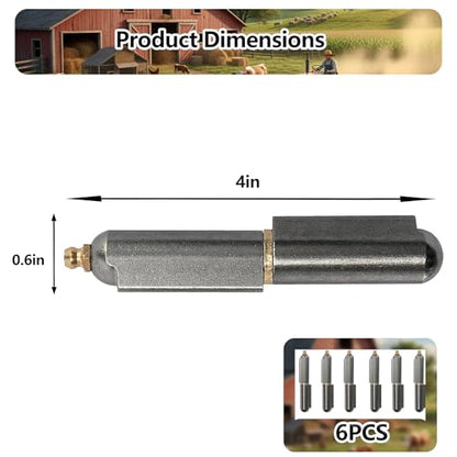 4'' BBQ Bullet Weld on Hinge, Heavy Duty Weldable Barrel Hinges, Carbon Steel Bullet Hinge for Detachable Metal Swing Door Gate Driveway Trailer Ramp (4inch-6PcS)