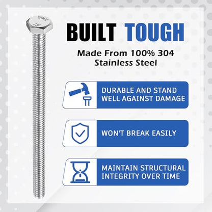 Zonon 50 Pcs 1/2-13 x 5 Hex Head Screw Bolt, Silver - color: Silver, size: 1/2-13 X 5"
