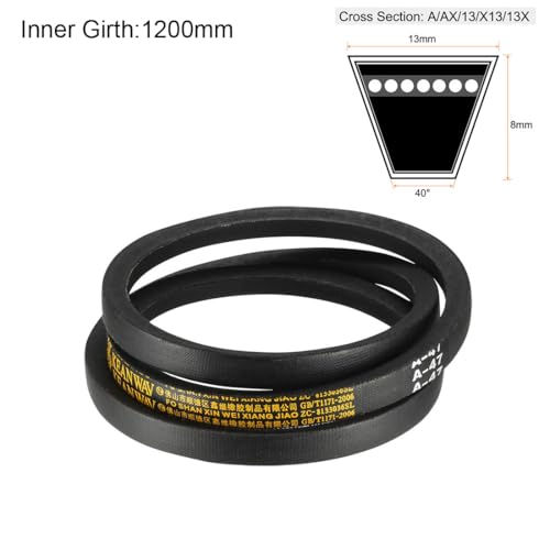 uxcell A47 Drive V-Belts 47" Inner Length 13mm Width 8mm Thick JIS Standard A-Section Rubber Drive Transmission Belt - size: 47"