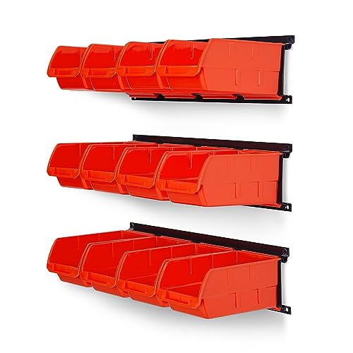 Ultrawall Wall Mounted Storage Bins, Plastic Hanging Storage Organizer Bins - color: Orange