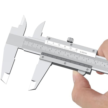 HDLNKAK Vernier Caliper 6 inch with Stainless Steel Feeler Gauge 32 Blade - color: Sterling Silver