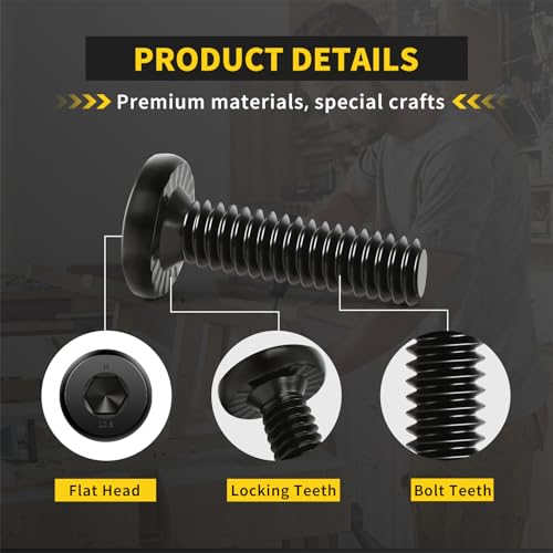 Socket Cap Machine Screws 1/4 x 1-1/2" 25PC, Flat Head Hex Socket - size: 1/4-20 x 1-1/2, style: Flat