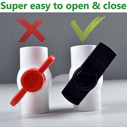 3/4" PVC Ball Valve (2-Pack), Shut-Off Ball Valve Threaded (NPT) with Easy to rotate and Excellent Handle, Rated at 150 PSI, (3/4 inch NPT) - size: 3/4 Inch