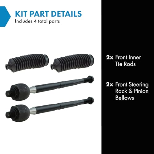 TRQ Front Steering Kit Steering Rack & Pinion Bellow Tie Rod - style: PSA27292