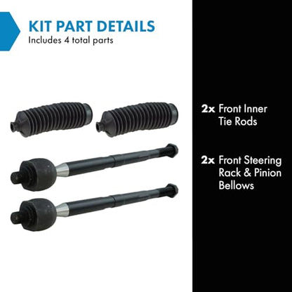 TRQ Front Steering Kit Steering Rack & Pinion Bellow Tie Rod - style: PSA27292