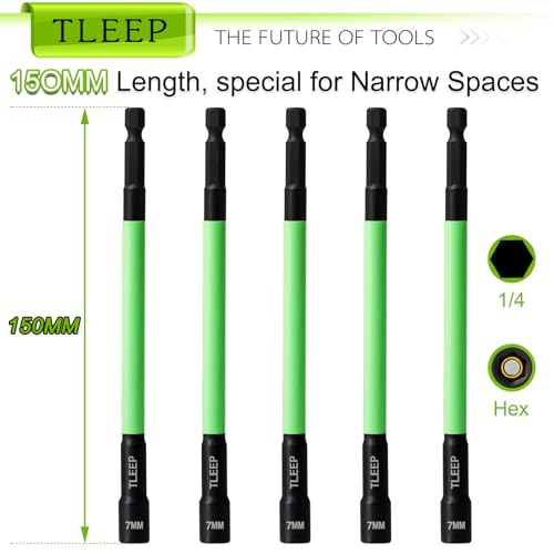 150MM 7mm Magnetic Power Nut Driver Set for Impact Drill, 1/4" Hex Head Drill Bit Set SAE Screwdriver Socket Set, Chrome Vanadium Steel Quick Change Chuck Socket Wrench Nut Setters - size: J.7mm