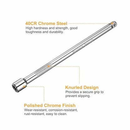 HARFINGTON 1pcs Socket Extension Bar 1/4" Drive 6" Long Extension Bars - size: 1/4" x 6"